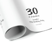 Papier Cadeau 30e anniversaire ajouter nom date année noir (Coin rond)
