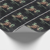 Papier Cadeau 30e anniversaire ajouter nom date année vert paste (Coin)