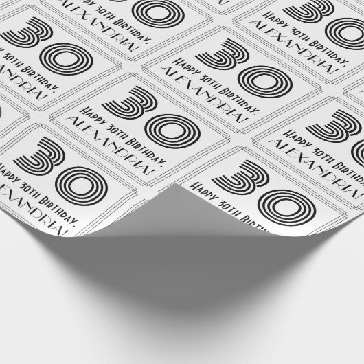 Papier Cadeau 30e anniversaire : Art Déco Style inspiré "30" + N (Coin)