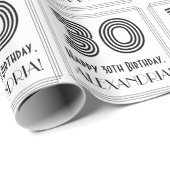 Papier Cadeau 30e anniversaire : Art Déco Style inspiré "30" + N (Coin rond)