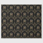 Papier Cadeau 30e anniversaire Black and Gold Parties scintillan (Plat)