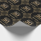 Papier Cadeau 30e anniversaire Black and Gold Parties scintillan (Coin)