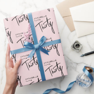 Papier Cadeau 30e anniversaire blush rose script