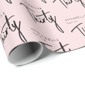 Papier Cadeau 30e anniversaire blush rose script (Coin rond)