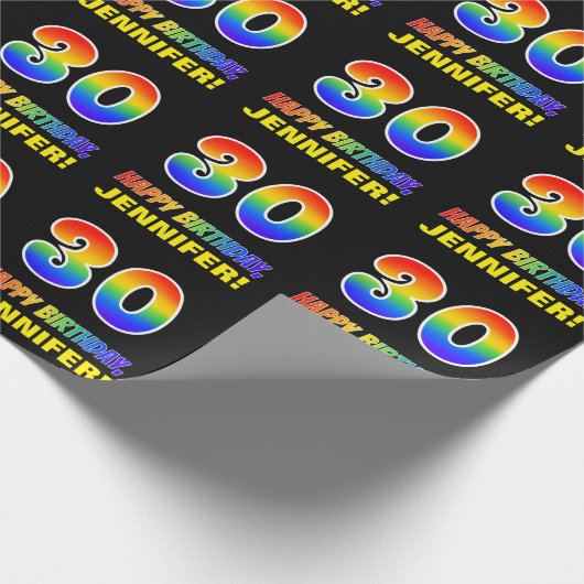 Papier Cadeau 30e anniversaire : Bold, amusant, simple, Arc-en-c (Coin)