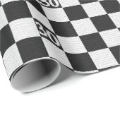 Papier Cadeau 30e anniversaire Chèques noirs et blancs (Coin rond)