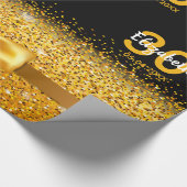 Papier Cadeau 30e anniversaire fête noir or brillant nom (Coin)