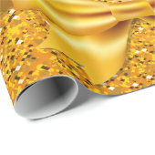 Papier Cadeau 30e anniversaire fête noir or brillant nom (Coin rond)