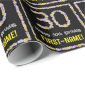 Papier Cadeau 30e anniversaire : Floral Flowers Numéro, Nom pers (Coin rond)