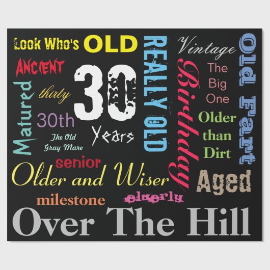 Papier Cadeau 30e anniversaire heureux dans un grand graffiti (Plat)