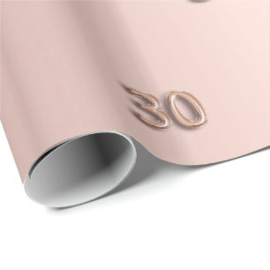 Papier Cadeau 30e anniversaire rose parties scintillant or goutt