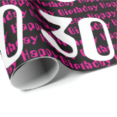 Papier Cadeau 30e anniversaire typographie âge personnalisé (Coin rond)