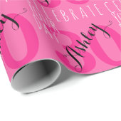 Papier Cadeau 30e anniversaire Typographie rose moderne (Coin rond)