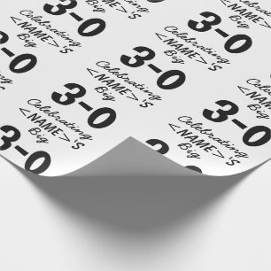 Papier Cadeau 30ème anniversaire personnalisé de noir