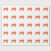 Papier Cadeau 30ème anniversaire pour n'importe qui, orange sur (Plat)