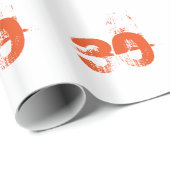 Papier Cadeau 30ème anniversaire pour n'importe qui, orange sur (Coin rond)