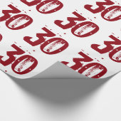 Papier Cadeau 30ème Anniversaire, texte rouge sur le blanc (Coin)