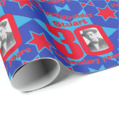 Papier Cadeau 30ème Enveloppe de cadeau de rouge bleu (Coin rond)