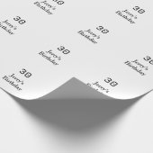 Papier Cadeau 30th birthday bold letter name date simple minimal (Coin)
