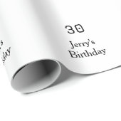 Papier Cadeau 30th birthday bold letter name date simple minimal (Coin rond)