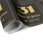 Papier Cadeau 31e anniversaire - Art Déco Inspiré Look "31" & No (Coin rond)