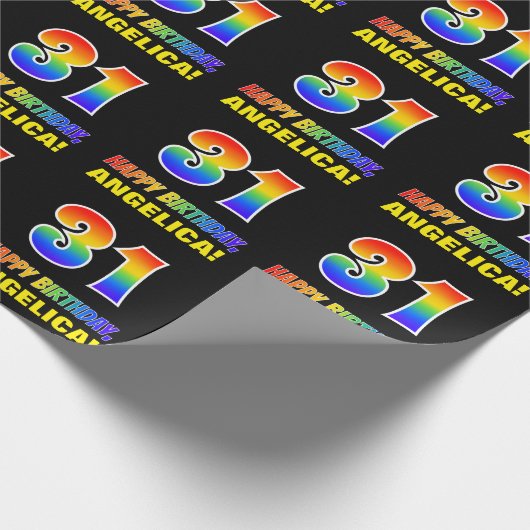Papier Cadeau 31e anniversaire : Bold, amusant, simple, arc-en-c (Coin)