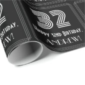 Papier Cadeau 32e anniversaire : Art Déco Inspiré Look "32" avec (Coin rond)