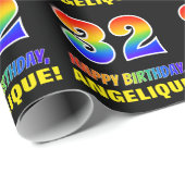 Papier Cadeau 32e anniversaire : Bold, amusant, simple, arc-en-c (Coin rond)