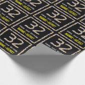 Papier Cadeau 32e anniversaire : Floral Flowers Numéro, Nom pers (Coin)