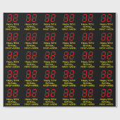 Papier Cadeau 32e anniversaire : Rouge Digital Clock Style "32"  (Plat)