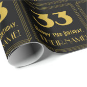 Papier Cadeau 33e anniversaire - Art Déco Inspiré Look "33" & No (Coin rond)