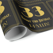 Papier Cadeau 33e anniversaire ~ Art Déco Inspiré Look "33", Nom (Coin rond)