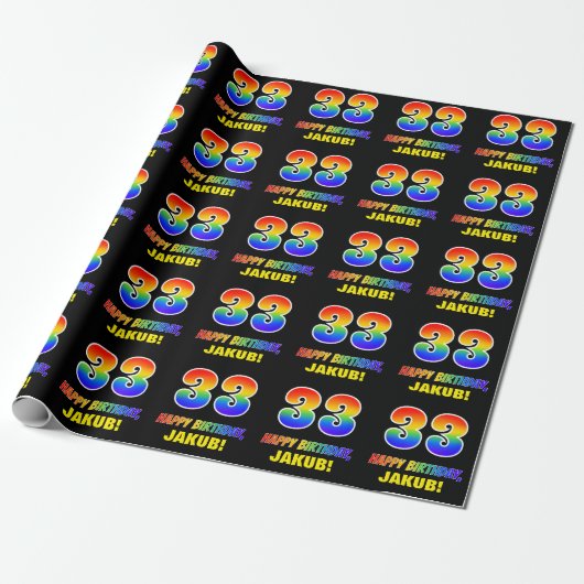 Papier Cadeau 33e anniversaire : Bold, amusant, simple, arc-en-c (Déroulé)