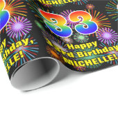 Papier Cadeau 33e anniversaire : Fun Fireworks, Rainbow Look # " (Coin rond)