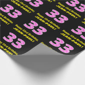 Papier Cadeau 33e anniversaire : Pink Stripes and Hearts "33" + (Coin)