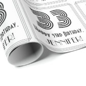 Papier Cadeau 33ème anniversaire : Art Déco Style inspiré "33" + (Coin rond)