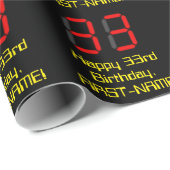 Papier Cadeau 33ème anniversaire : Rouge Digital Clock Style "33 (Coin rond)