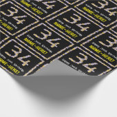 Papier Cadeau 34e anniversaire : Floral Flowers Numéro, Nom pers (Coin)