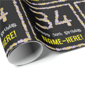 Papier Cadeau 34e anniversaire : Floral Flowers Numéro, Nom pers (Coin rond)