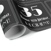 Papier Cadeau 35e anniversaire - Art Déco Inspiré Look "35", Nom (Coin rond)