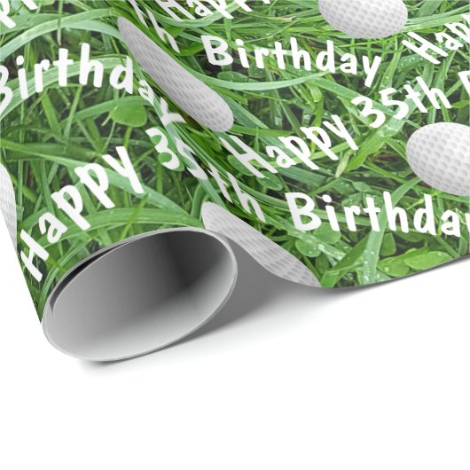 Papier Cadeau 35e anniversaire Ballons de golf sur papier d'enve (Coin rond)
