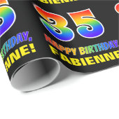 Papier Cadeau 35e anniversaire : Bold, amusant, simple, arc-en-c (Coin rond)