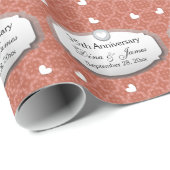 Papier Cadeau 35e anniversaire du Mariage Coral Z22 (Coin rond)