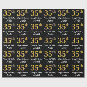 Papier Cadeau 35e anniversaire : Elégant luxe Faux Gold Look #