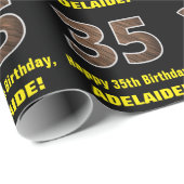 Papier Cadeau 35e anniversaire : Nom et Faux Motif de grains de (Coin rond)