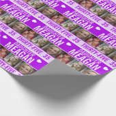 Papier Cadeau 35e anniversaire trois photos fille violette (Coin)