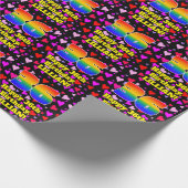 Papier Cadeau 36e anniversaire : Amour Hearts Motif, Arc-en-ciel (Coin)