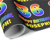 Papier Cadeau 36e anniversaire : Bold, amusant, simple, arc-en-c (Coin rond)