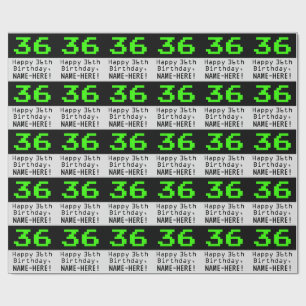 Papier Cadeau 36e anniversaire - Nerdy / Geeky Style "36" et nom