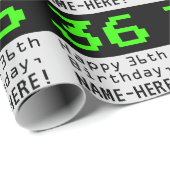 Papier Cadeau 36e anniversaire - Nerdy / Geeky Style "36" et nom (Coin rond)